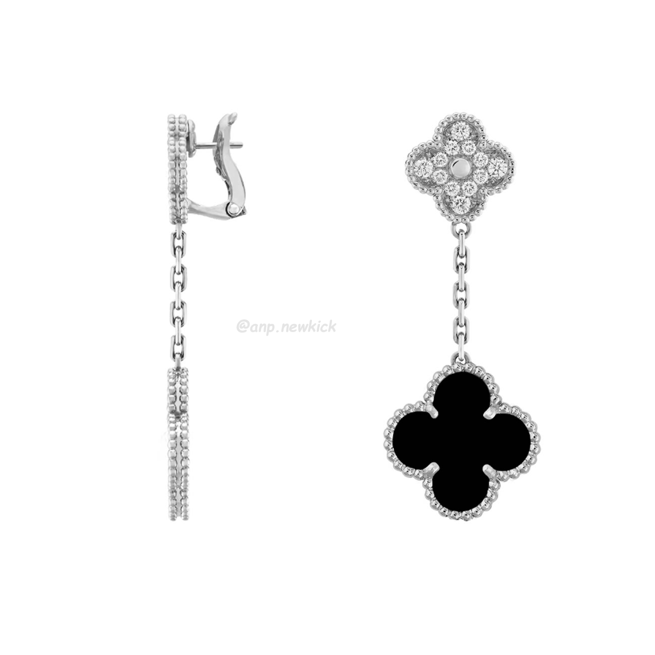 Van Cleef Arpels Magic Alhambra Earrings 2 Motifs 18k White Gold (4) - newkick.app